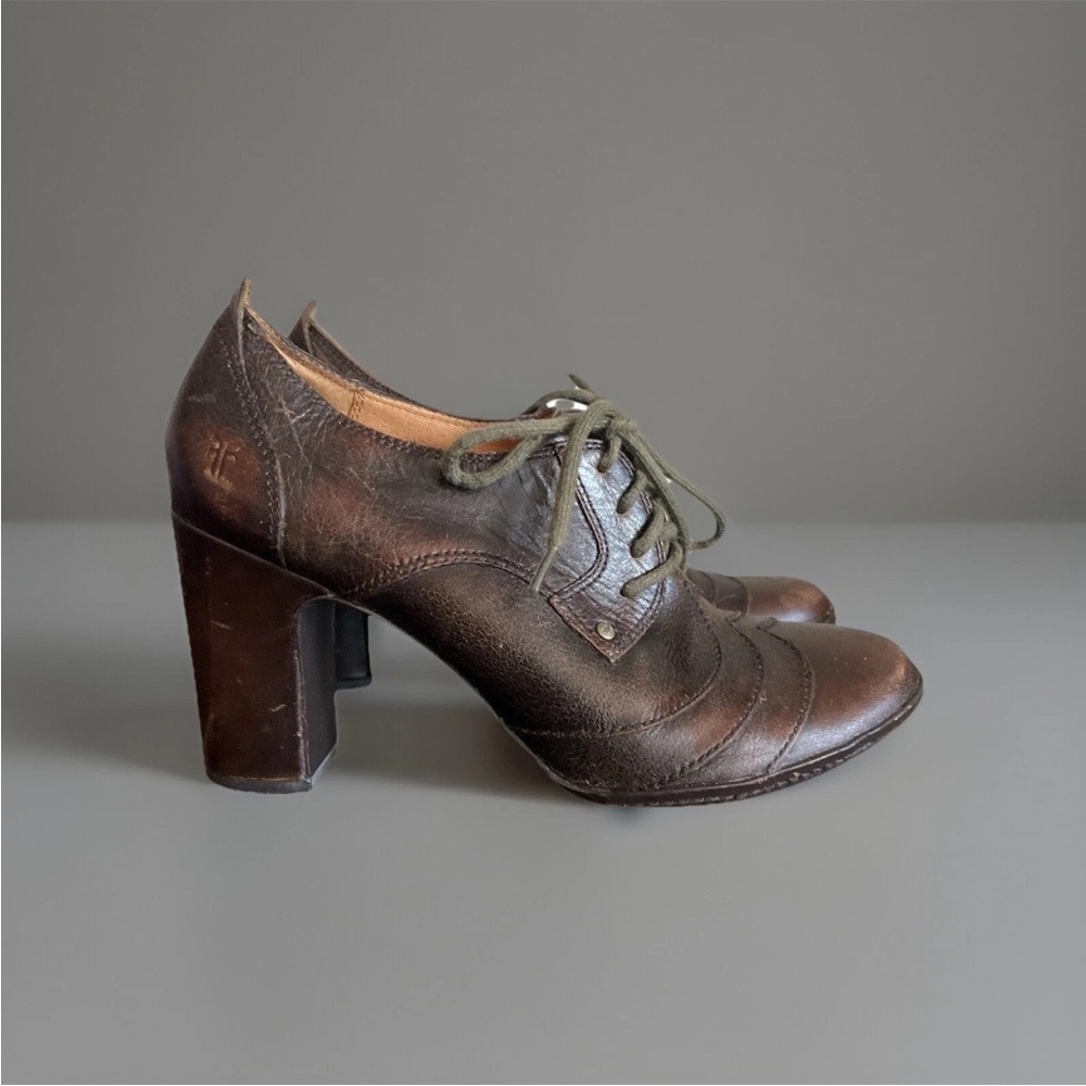 Frye Adrienne Oxford Heels Leather Brown 8